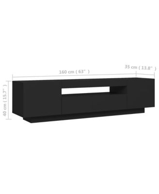 TV Stand with LED Lights Black 63"x13.8"x15.7"