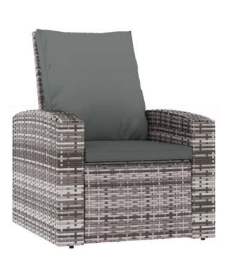 Patio Reclining Chair with Cushions Gray Poly Rattan