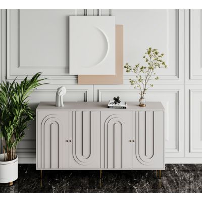 Streamdale Gray Lacquered Wooden Cabinet Server for Multiple Rooms