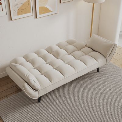 57" Sofa with Throw Pillow & Armrests