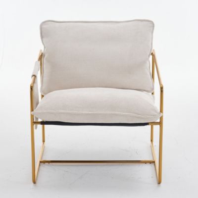 Streamdale Gold-plated Upholstered Armchair with Arm Pockets