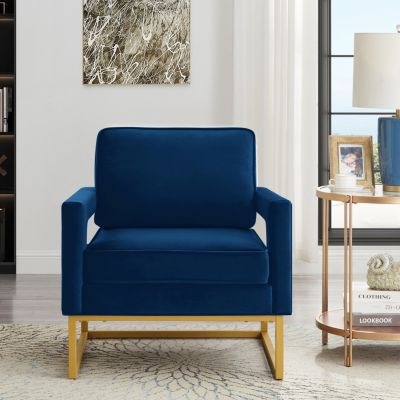 Streamdale Gold Base Navy Velvet Armchair