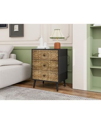 1 Pc Particle Board Adjustable Shelf 3-Drawer Storage Cabinet