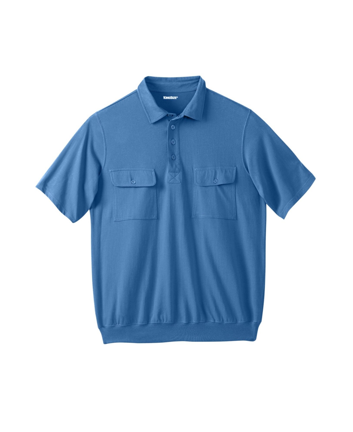 Big & Tall Jersey Double Pocket Banded Bottom Polo - Classic blue
