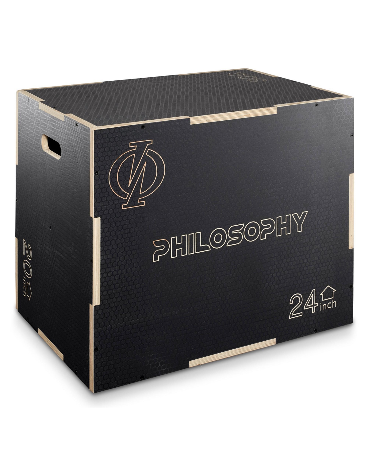 3 in 1 Non-Slip Wood Plyo Box, 30" x 24" x 20", Black, Jump Plyometric Box for Training and Conditioning - Black