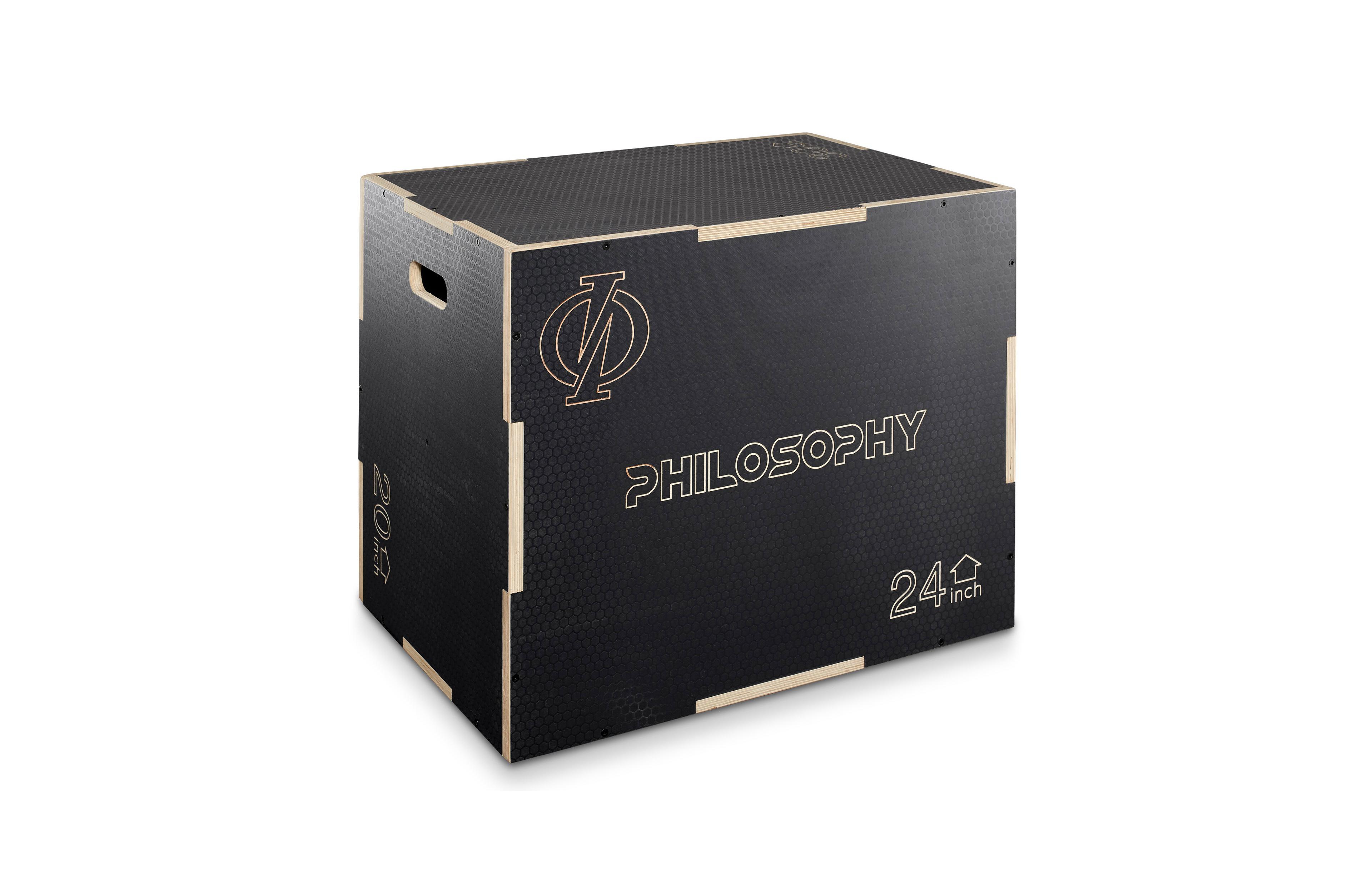 Philosophy Gym 3 in 1 Non-Slip Wood Plyo Box, 30" x 24" x 20", Black, Jump Plyometric Box for Training and Conditioning