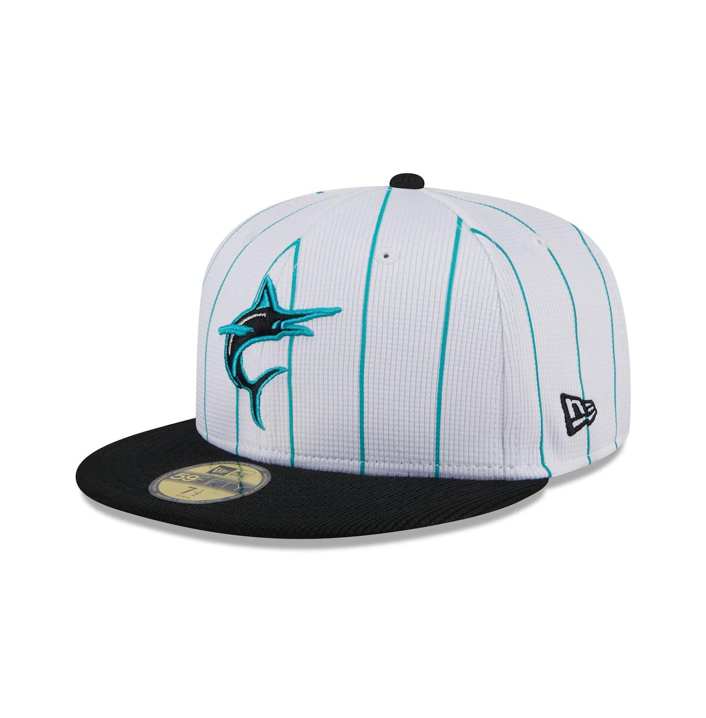 Мужская кепка New Era White Miami Marlins 2024 Batting Practice 59FIFTY Fitted Hat — фото 1