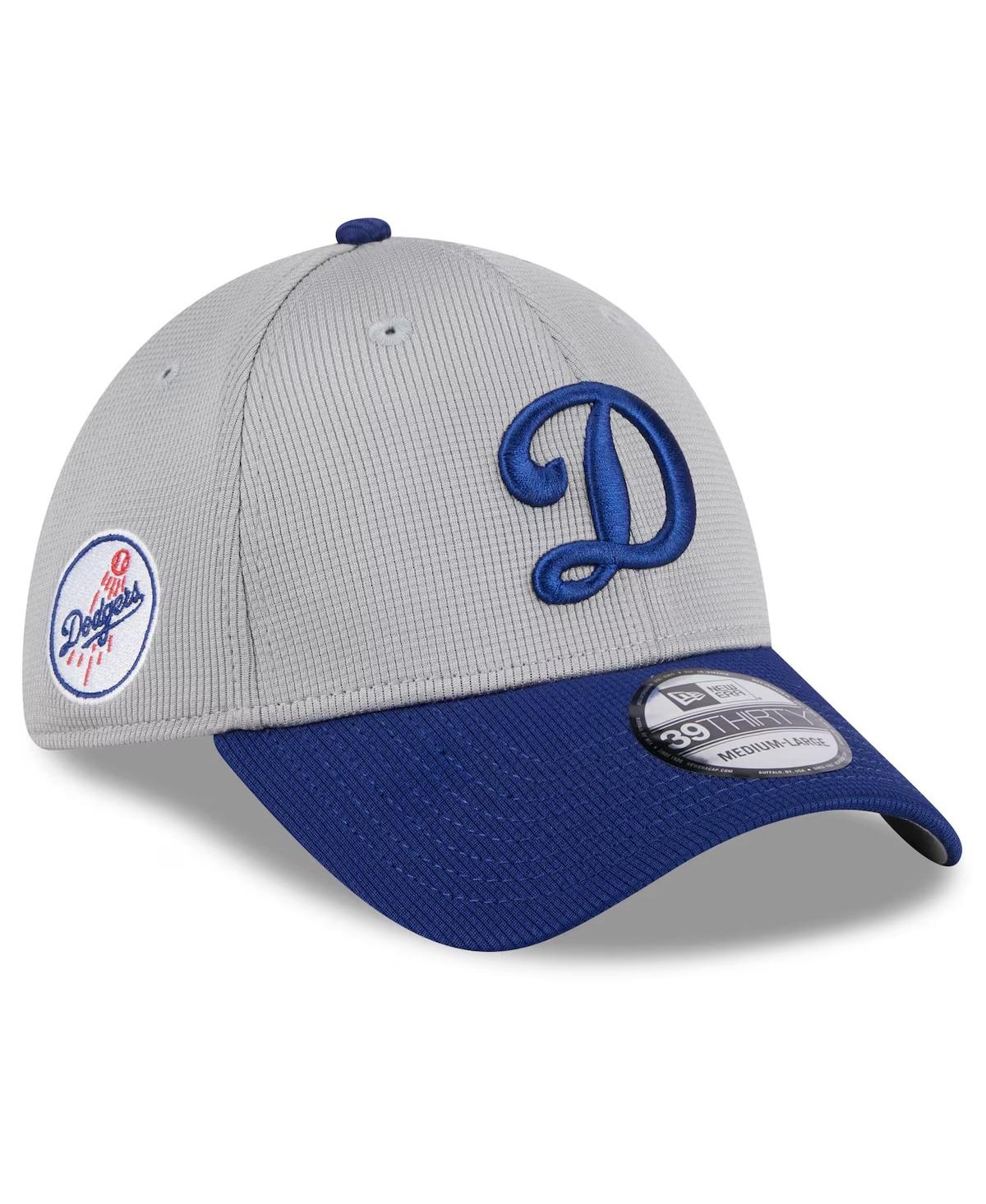 New Era Men's Gray Los Angeles Dodgers 2024 Batting Practice 39thirty Flex Hat In Light Blue