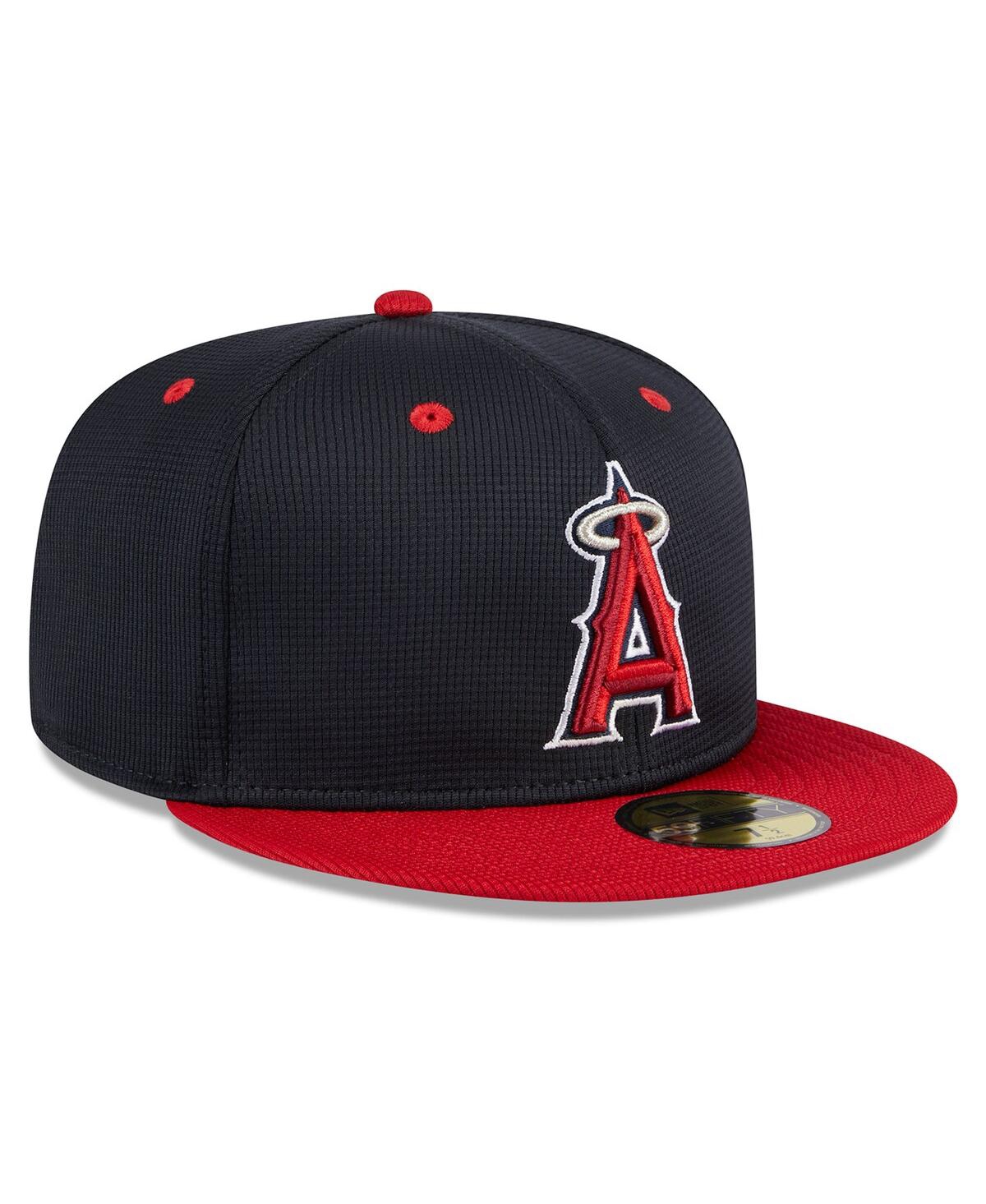 New Era Men's Navy Los Angeles Angels 2024 Batting Practice 59fifty Fitted Hat In Red