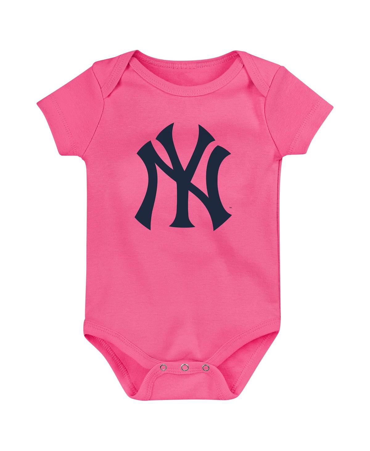 Fanatics Infant Navy/Gray/Pink New York Yankees Three-Pack Home Run Bodysuit Set