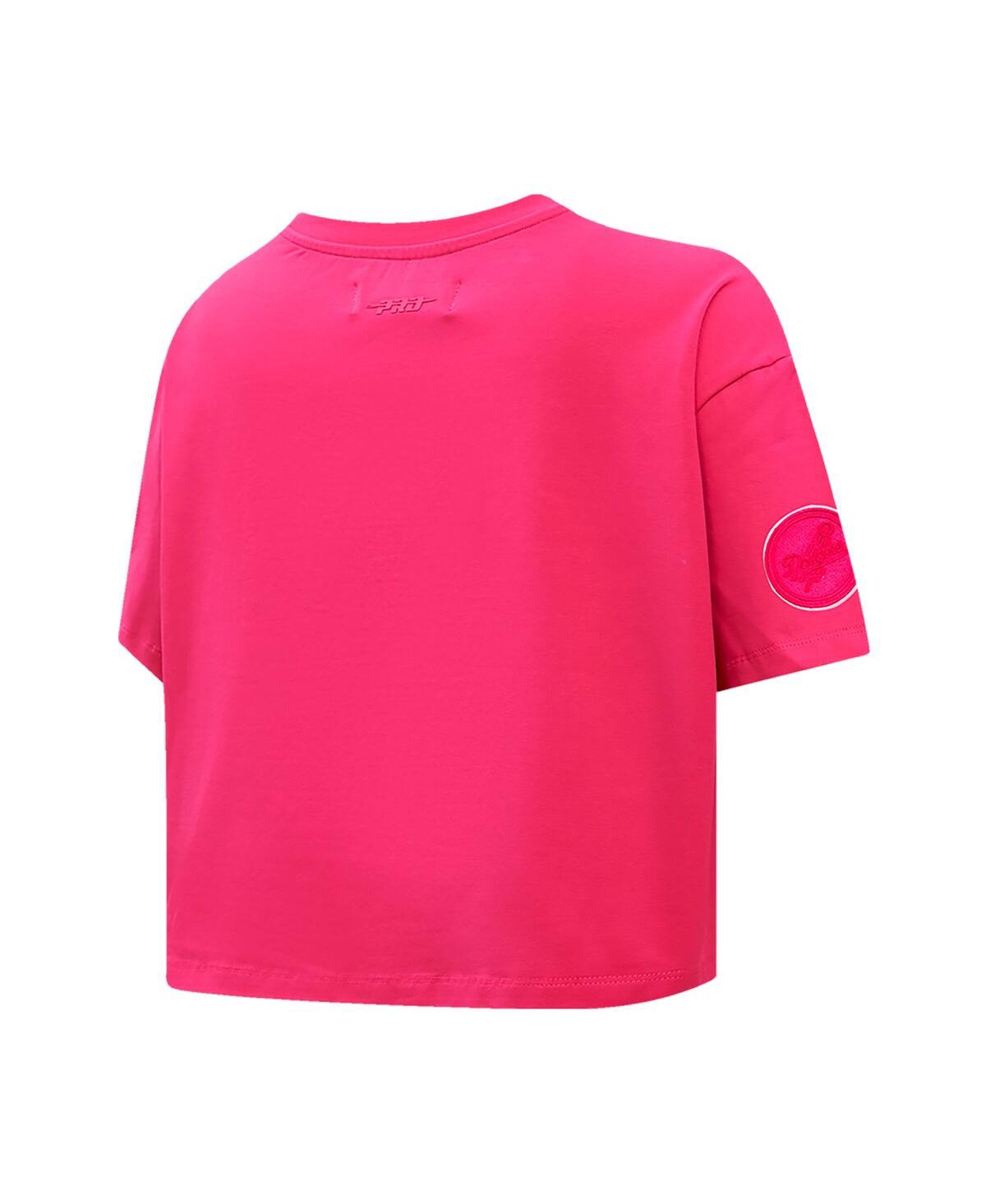 Pro Standard Women'sLos Angeles Dodgers TripleBoxy Cropped T-Shirt - Pink