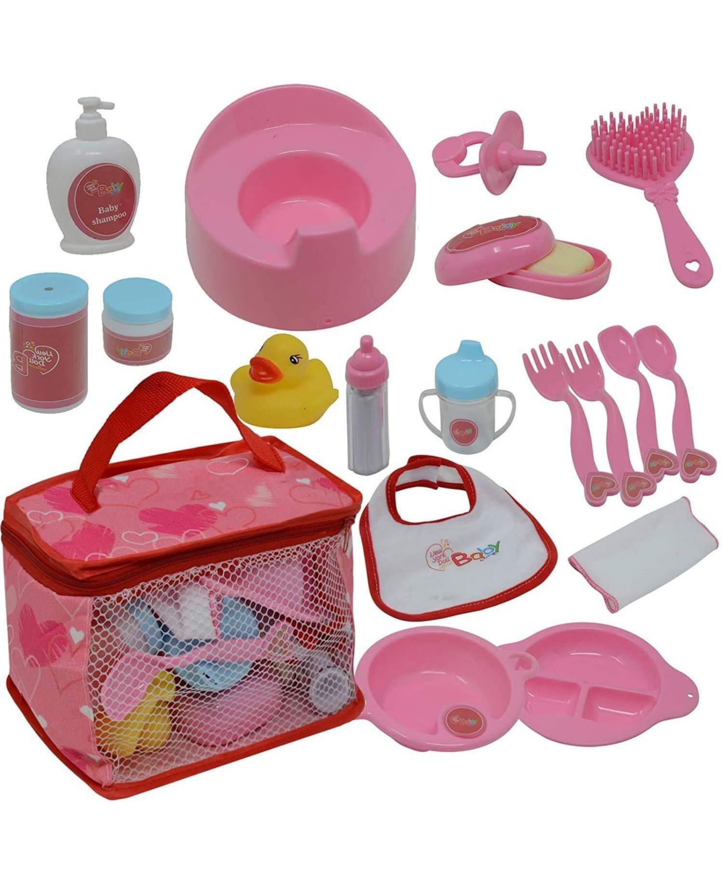 Детские куклы The New York Doll Collection Feeding and Caring Doll Accessories, 20-Piece Set, Ages 3+ — фото 1