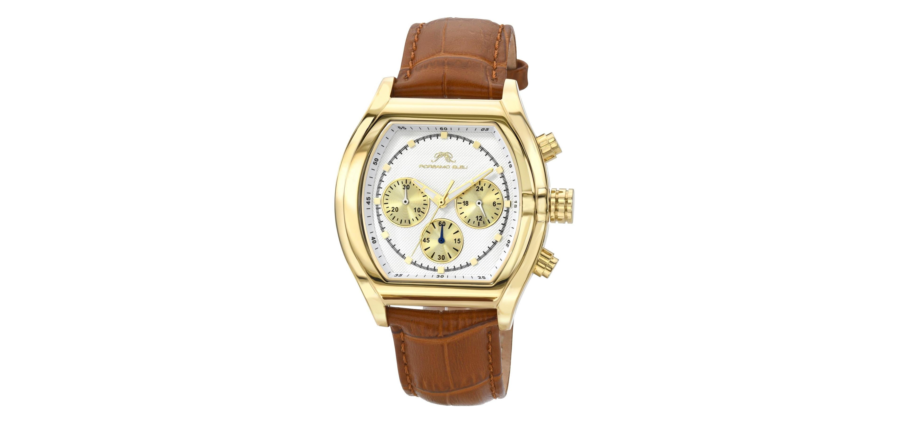 Roman Genuine Leather Gold Tone & Brown Men's Watch 1292DROL