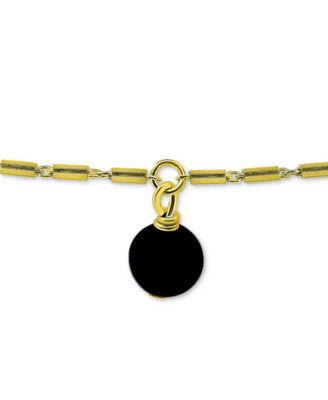 Onyx Dangle Cylinder Link Ankle Bracelet in 18k Gold-Plated Sterling Silver, Created for Macy's