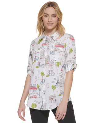 KARL LAGERFELD PARIS - Printed Whimsical Long Sleeve Top