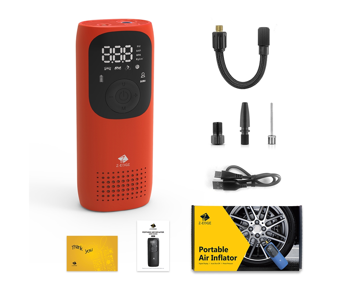 Z-edge Rechargeable 2000mAh 150PSI Portable Tire Inflator Pump