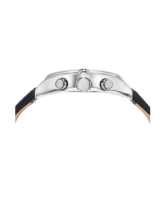 Roman Genuine Leather Silver Tone & Black Men's Watch 1292AROL