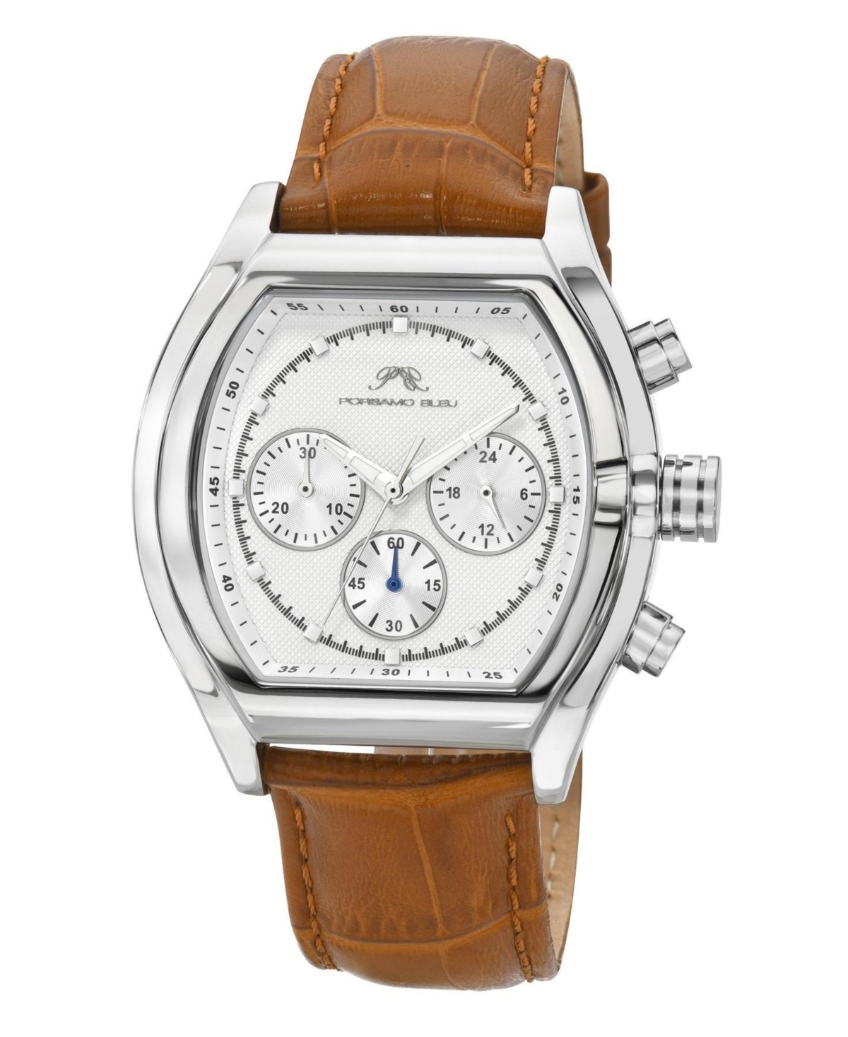 Roman Genuine Leather Silver Tone & Brown Men's Watch 1292CROL - Brown