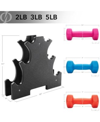 Neoprene Dumbbell Hand Weights with Stand, 20 lbs (2 lb, 3 lb, 5 lb Pairs)