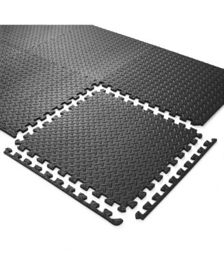 Pack of 30 Exercise Flooring Mats - 24 x 24 Inch Foam Rubber Interlocking Puzzle Floor Tiles - Black