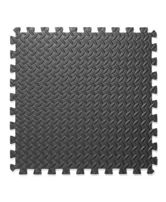 Pack of 30 Exercise Flooring Mats - 24 x 24 Inch Foam Rubber Interlocking Puzzle Floor Tiles - Black