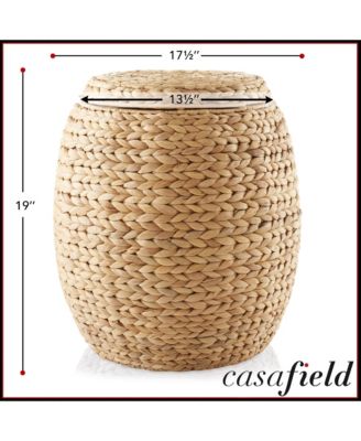 Round Storage Basket with Lid, Natural - Handwoven Water Hyacinth Hamper Organizer for Laundry, Blankets, Plants