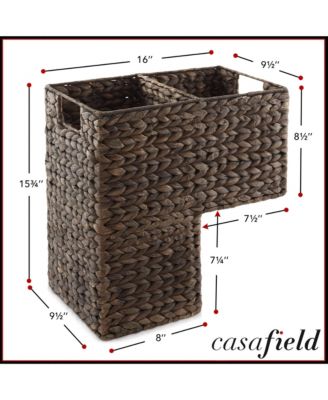Stair Basket with Handles, Natural - Woven Water Hyacinth Staircase Step Organizer Bin