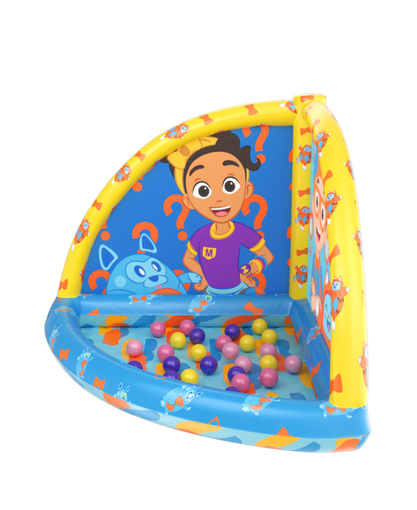 Детская игрушка World Tech Toys Moonbug Blippi Inflatable Quarter Circle Ball Pit with 20 Balls, Ages 3+ — фото 2