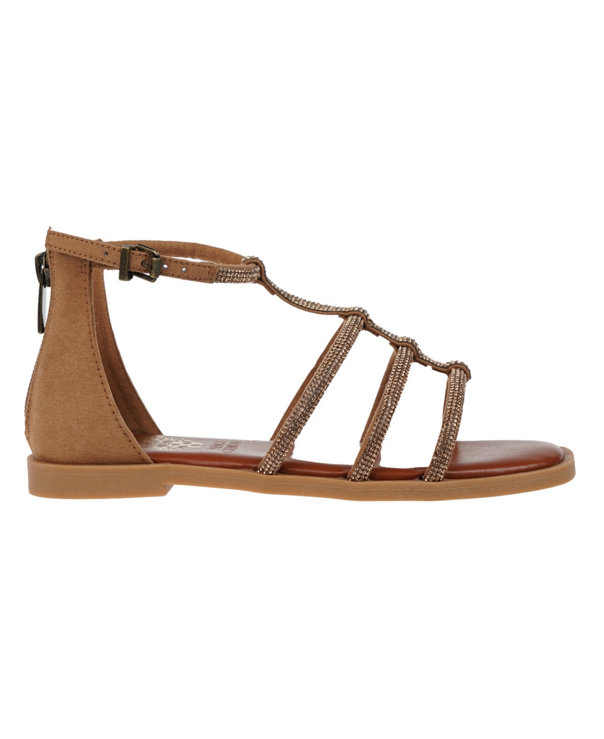 VINCE CAMUTO BIG GIRL'S FASHION SANDAL WITH MICRO STONE STRAPPY UPPER GLASS STONES/POLYESTER SANDALS 