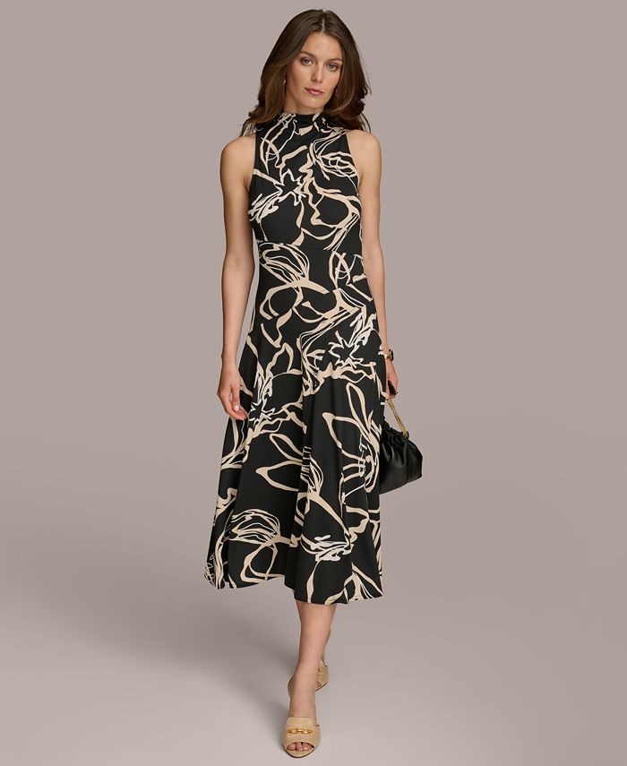 Donna Karan New York Donna Karan Women's Floral-Print Mock-Neck Midi ...