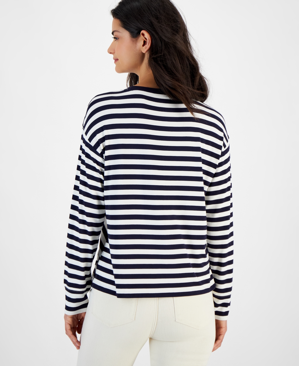 Nautica Jeans Women's Pieced Striped Long-Sleeve Top -i