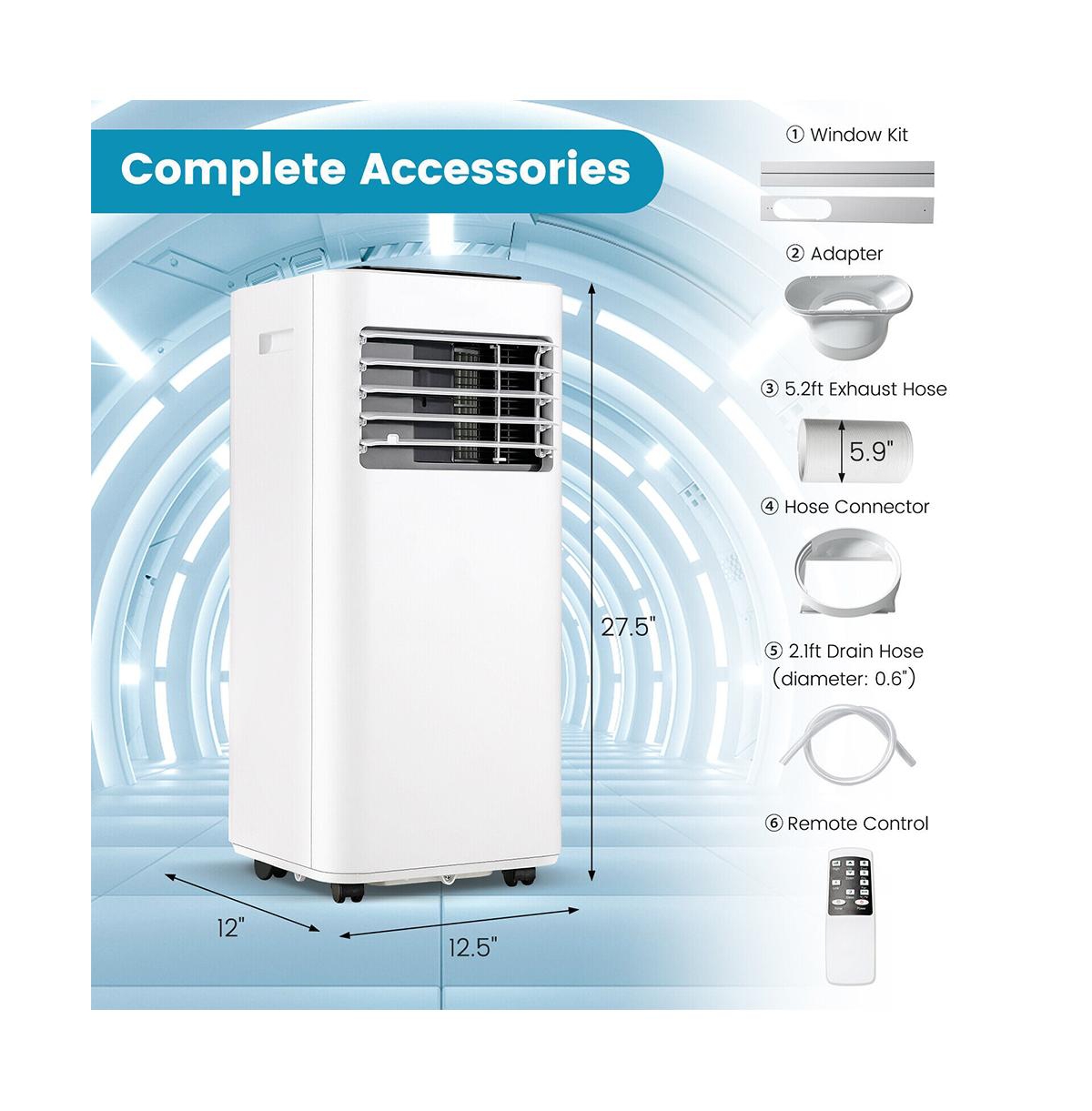 Slickblue Portable Air Conditioner with Fan Dehumidifier Sleep Mode - 10000 BTU