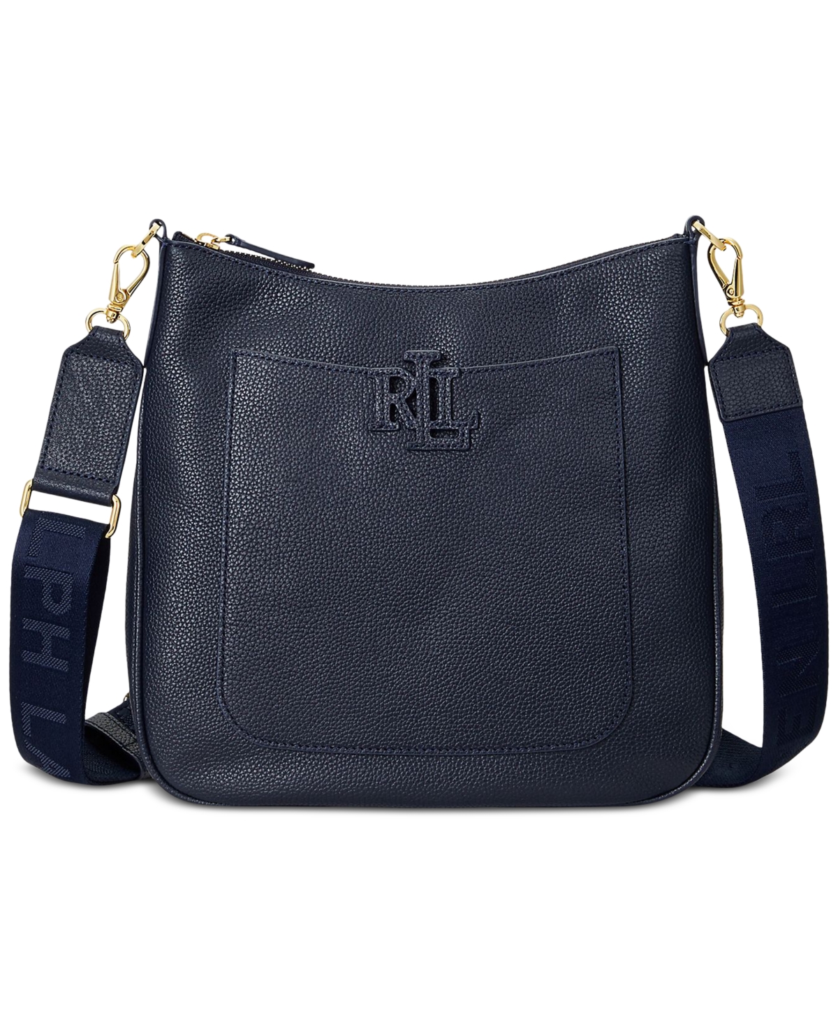Ralph Lauren Cameryn Pebbled Leather Small Crossbody In Navy