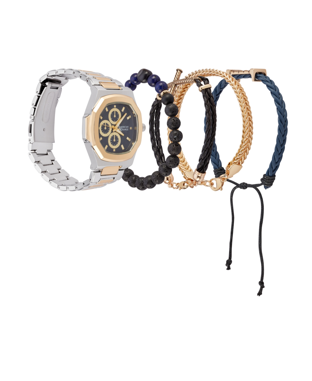 Men's Two-Tone Metal Alloy Bracelet Watch 52mm Gift Set - Two Tone