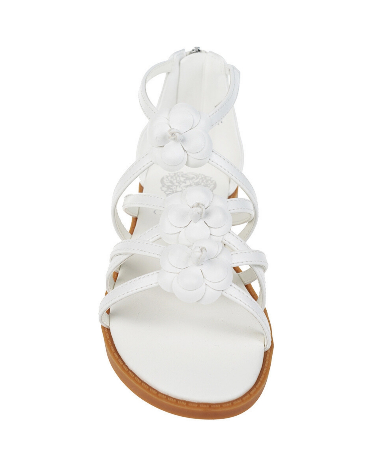 Vince Camuto Big Girl's Fashion Sandal with 3D Layered Flowers Polyurethane Sandals