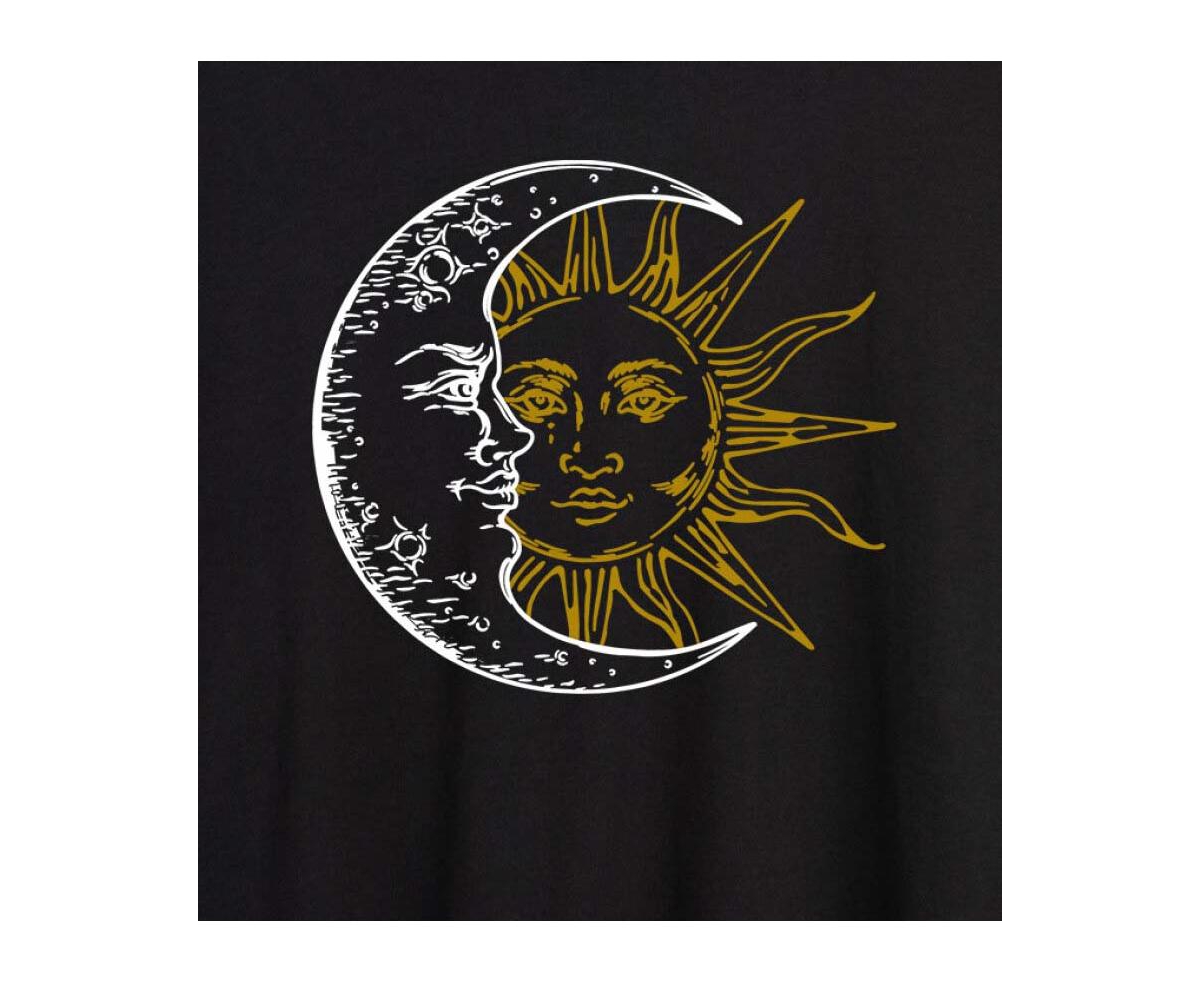 Good Vibes Llc Hybrid Apparel Trendy Juniors Sun Moon Graphic Oversized Tee In Black