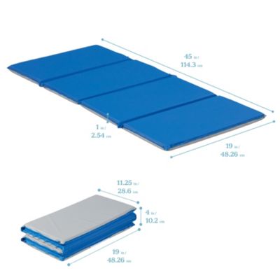 RestZone Everyday Folding Rest Mat, 4-Section, 1in, Blue/Grey, 5-Pack