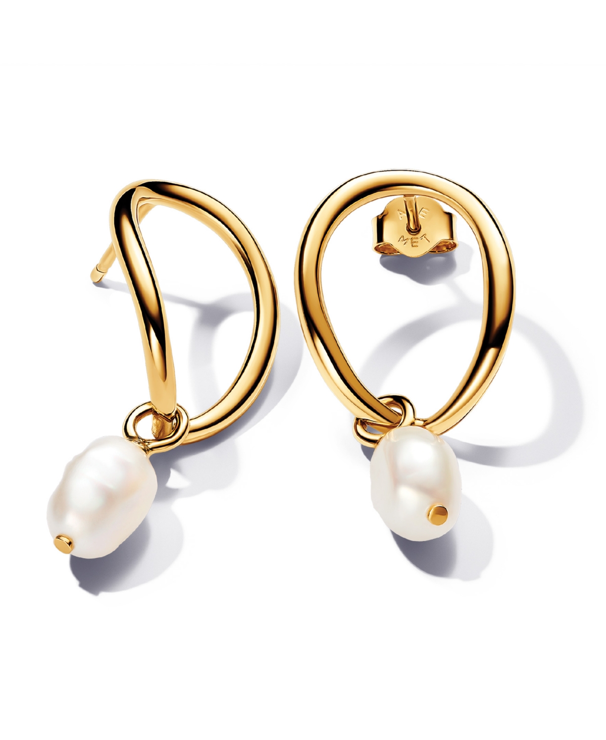 14K Gold-Plated Shaped Circle Baroque Treated Freshwater Cultured Pearl Earrings