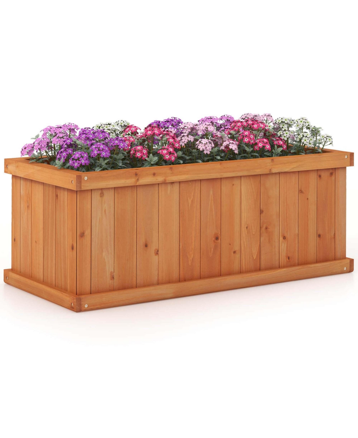 Raised Garden Bed Fir Wood Rectangle Planter Box with Drainage Holes - Orange