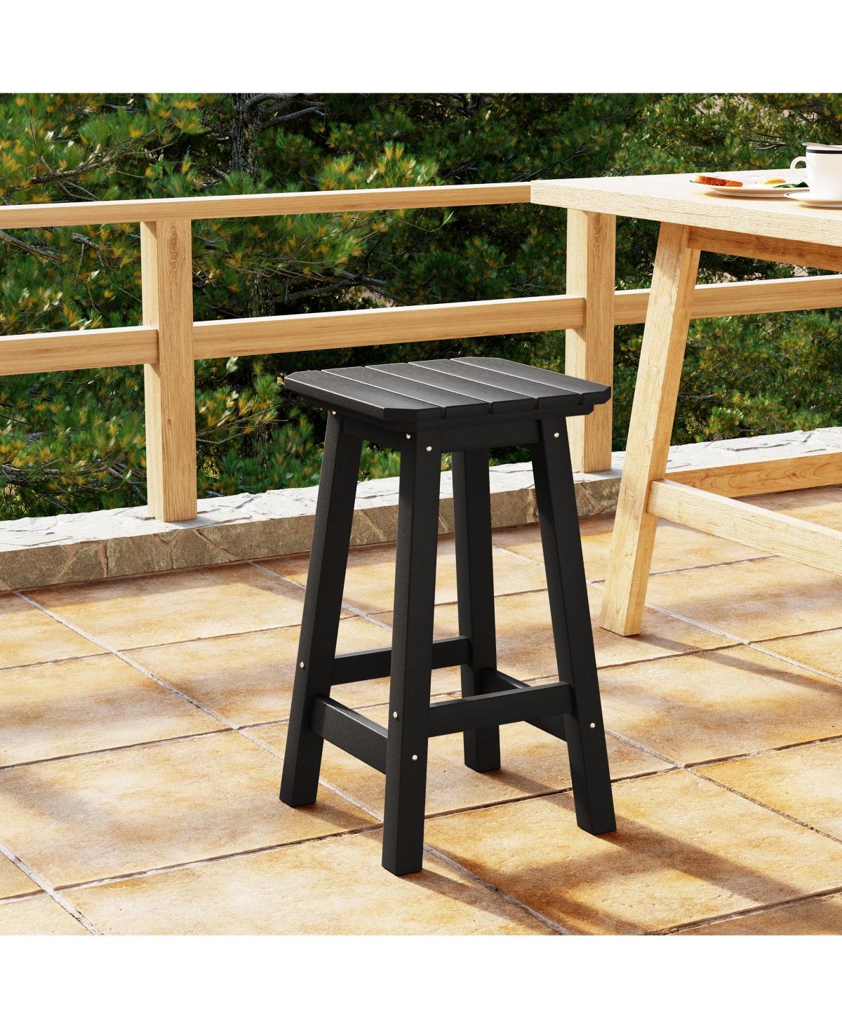WestinTrends 24" Hdpe Outdoor Patio Counter High Backless Square Bar Stool
