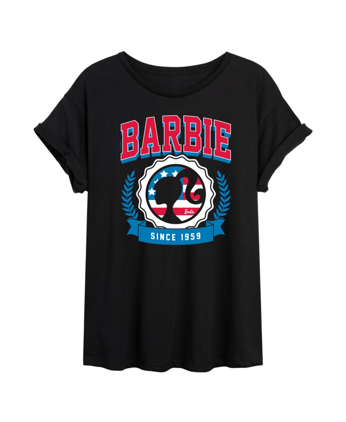 Trendy Juniors Barbie Usa Graphic Oversized Tee - Black