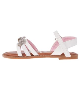Bebe Big Girl's Strappy Sandal with Cute Rhinestone Tubular Bow Polyurethane Sandals