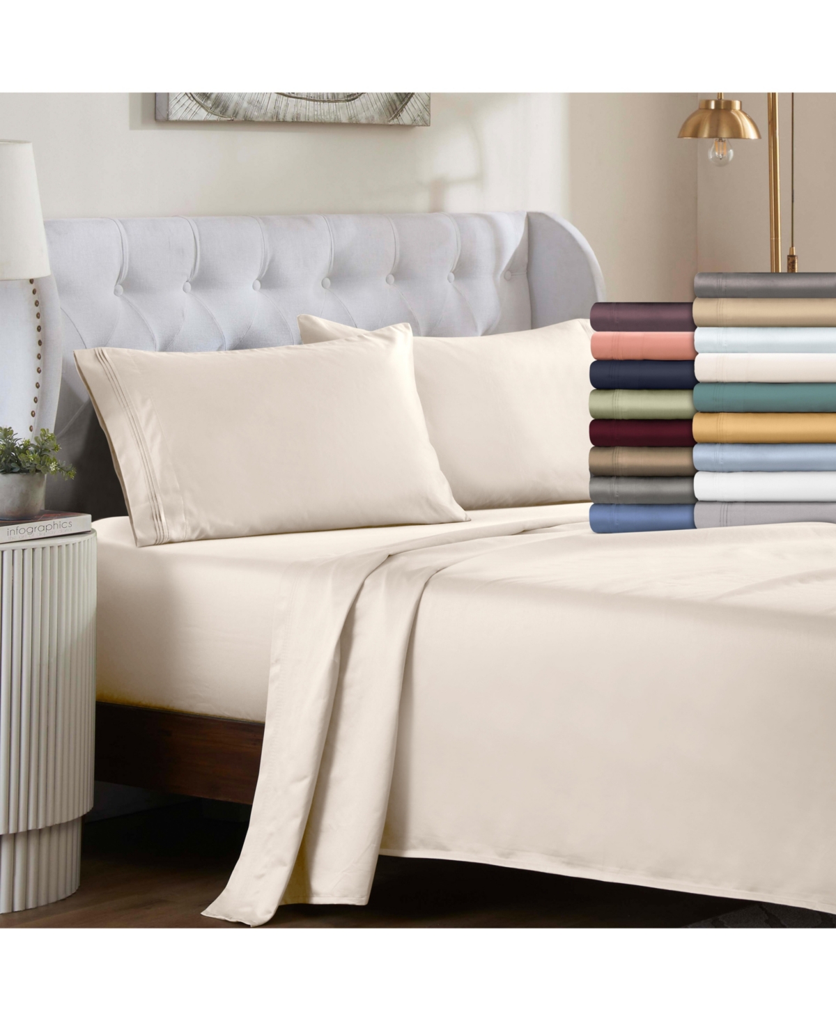 Superior Egyptian Cotton 1000 Thread Count Extra Deep Pocket Solid Sheet Set,