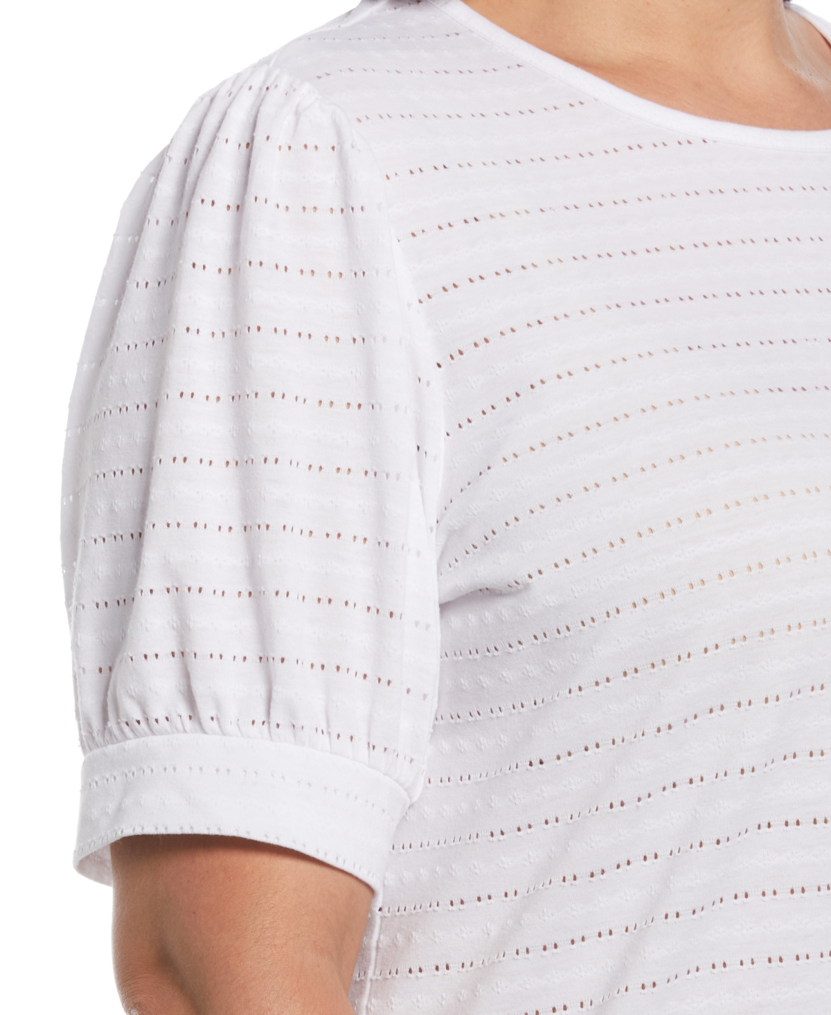 Ella Rafaella Plus Size Knit Puff Short Sleeve Top