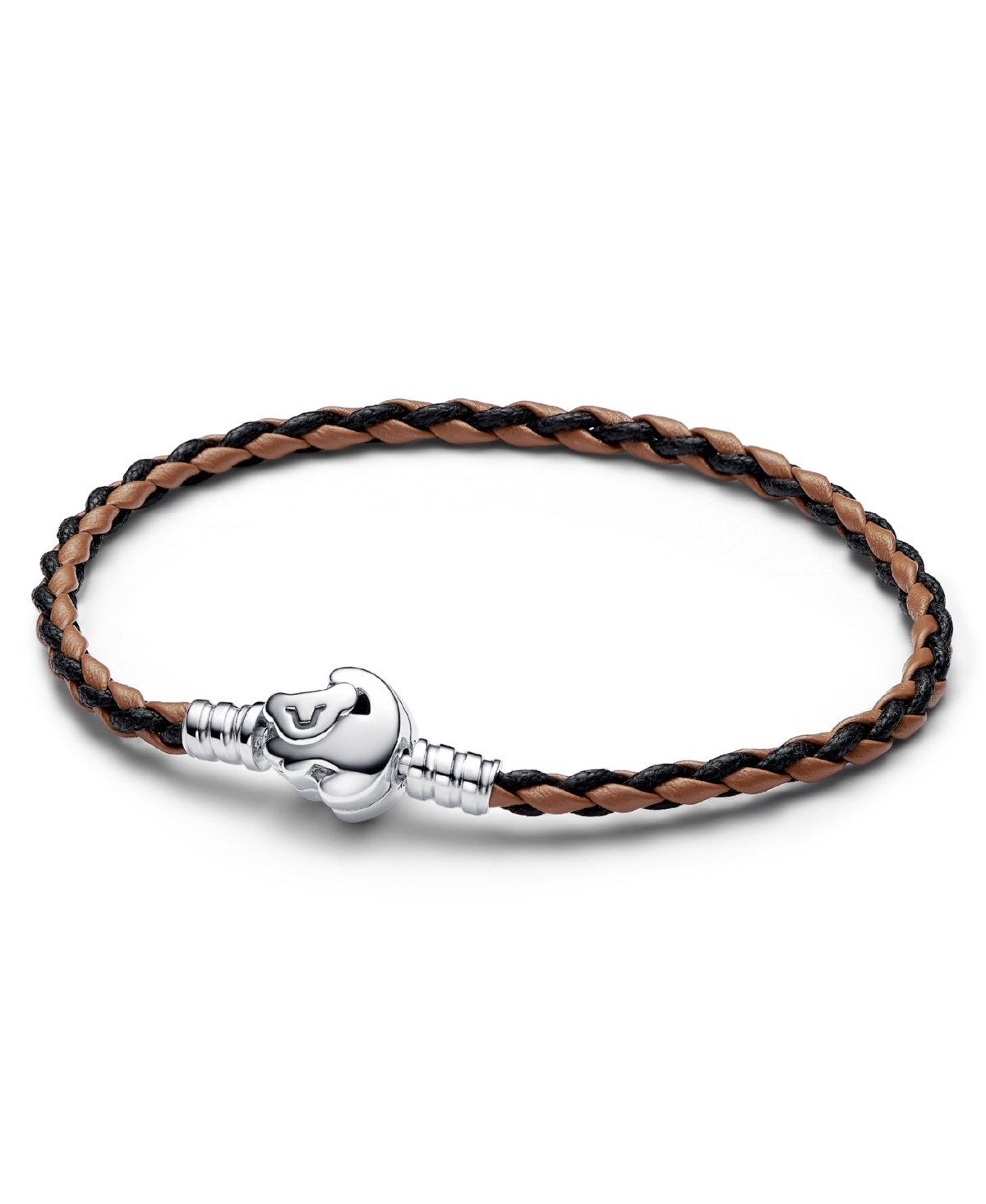 Pandora The Lion King Clasp Braided Leather Bracelet In Brown