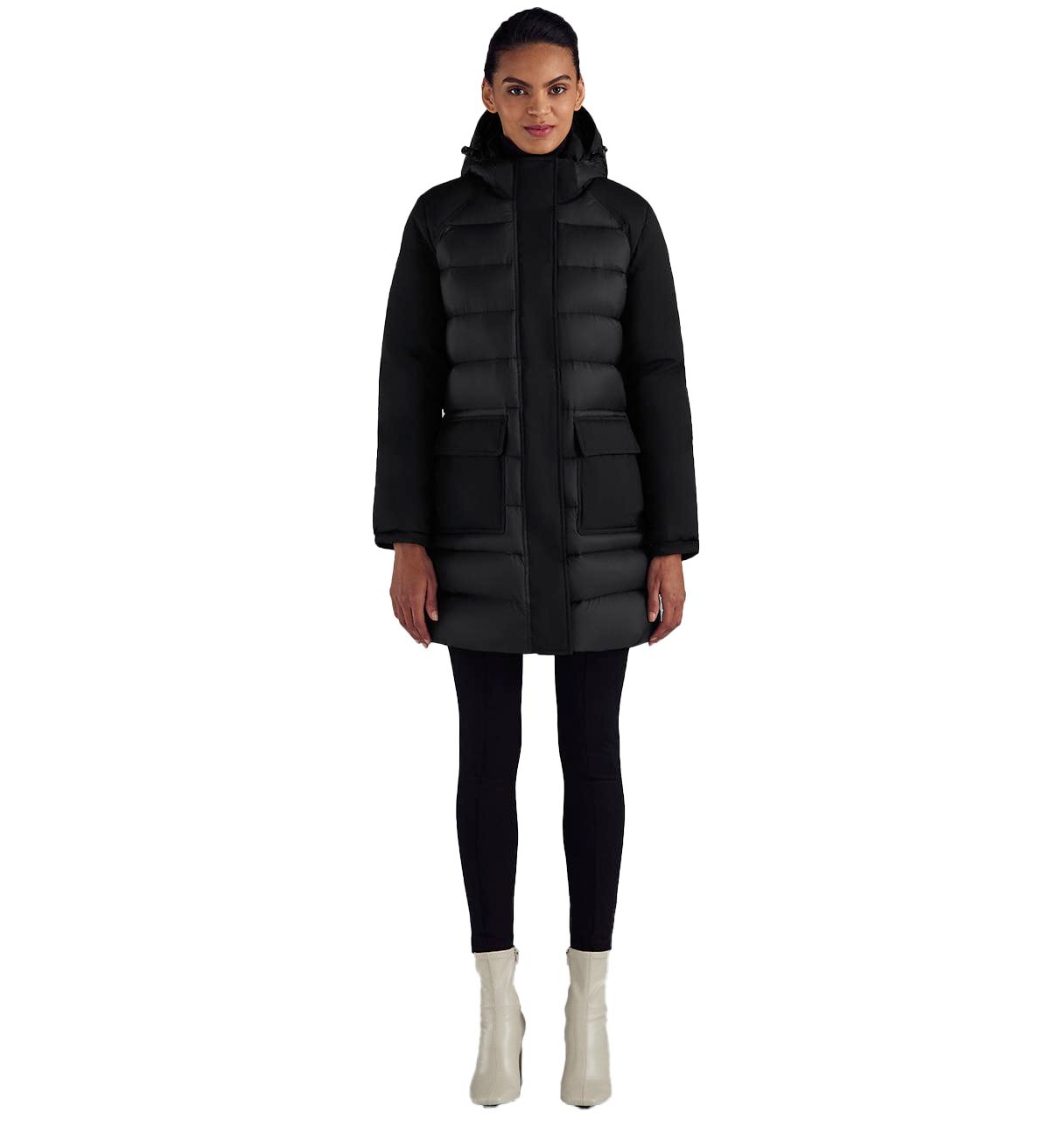 Women's Askya Two-Tone Puffer Down Parka - Black