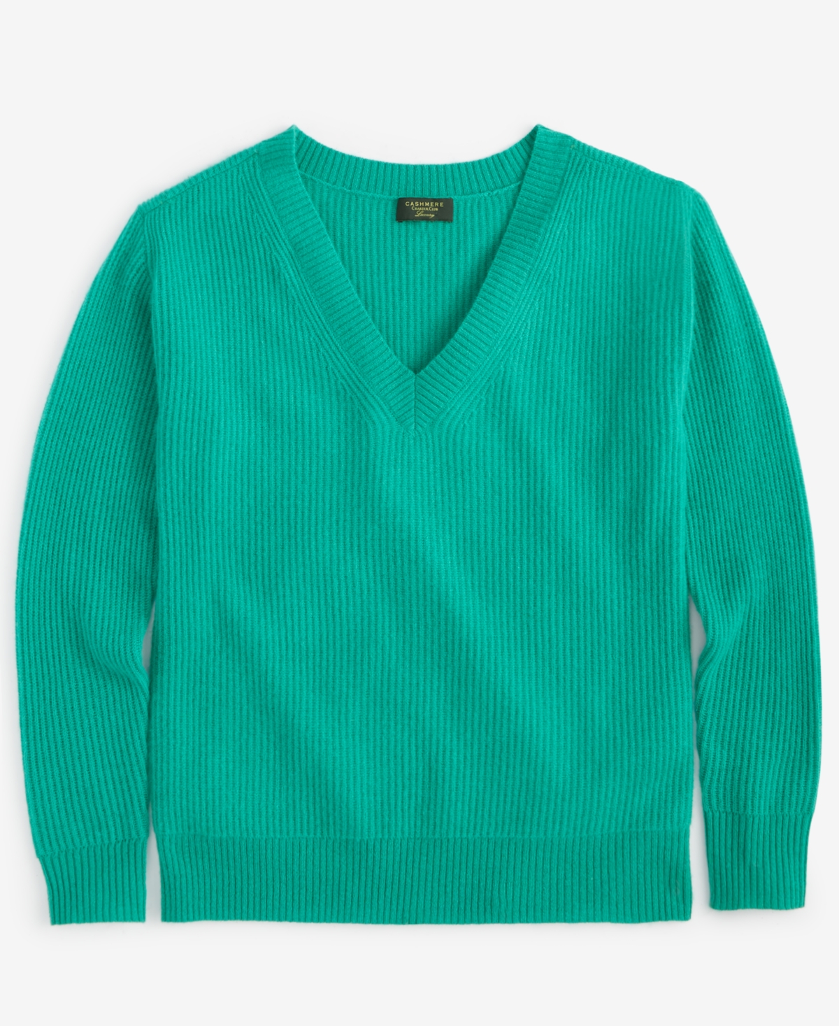 Charter Club Women's Petite 100% Cashmere Ribbed V-Neck Sweater, Created for Macy's