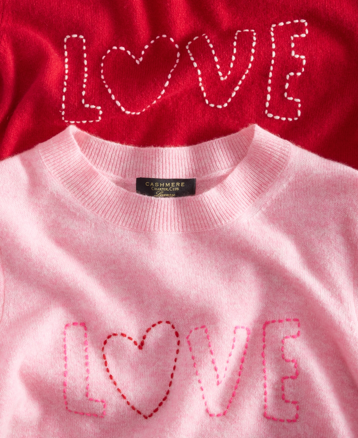 Charter Club Women's Cashmere Love Embroidered Crewneck Sweater, Regular & Petite, Created for Macy's