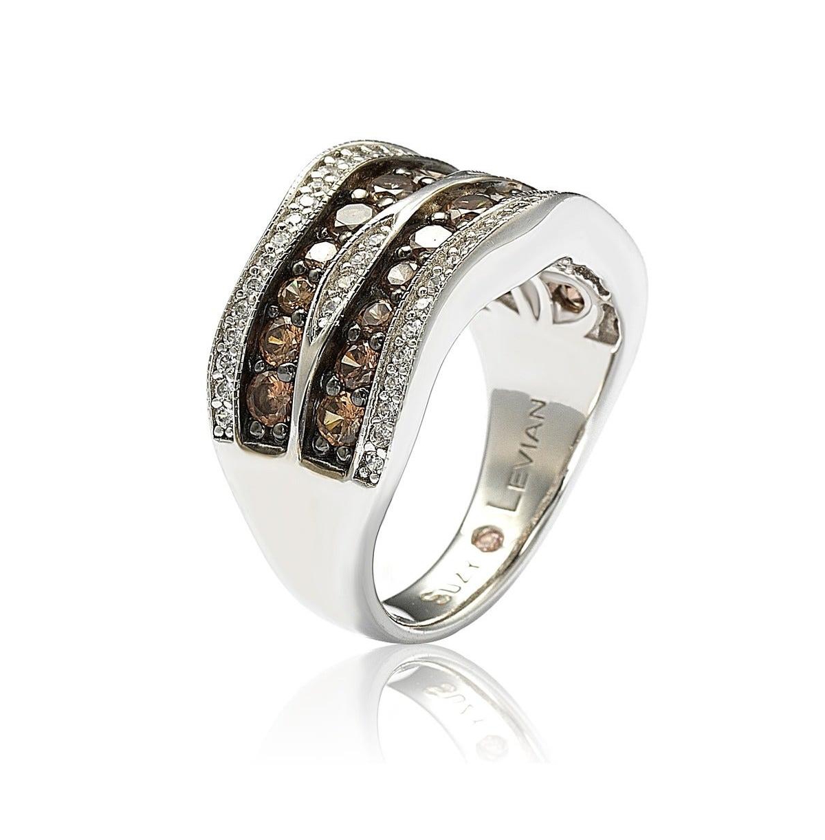 Suzy Levian New York Suzy Levian Sterling Silver Cubic Zirconia Large CurvyRing - Brown
