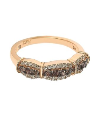 Suzy Levian Sterling Silver Cubic Zirconia Petite Brown & White Anniversary Band